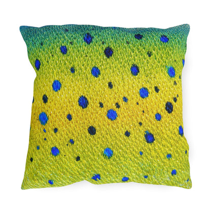 Mahi Mahi Fish Pattern Outdoor Pillows | Coastal Tropical Nautical Throw