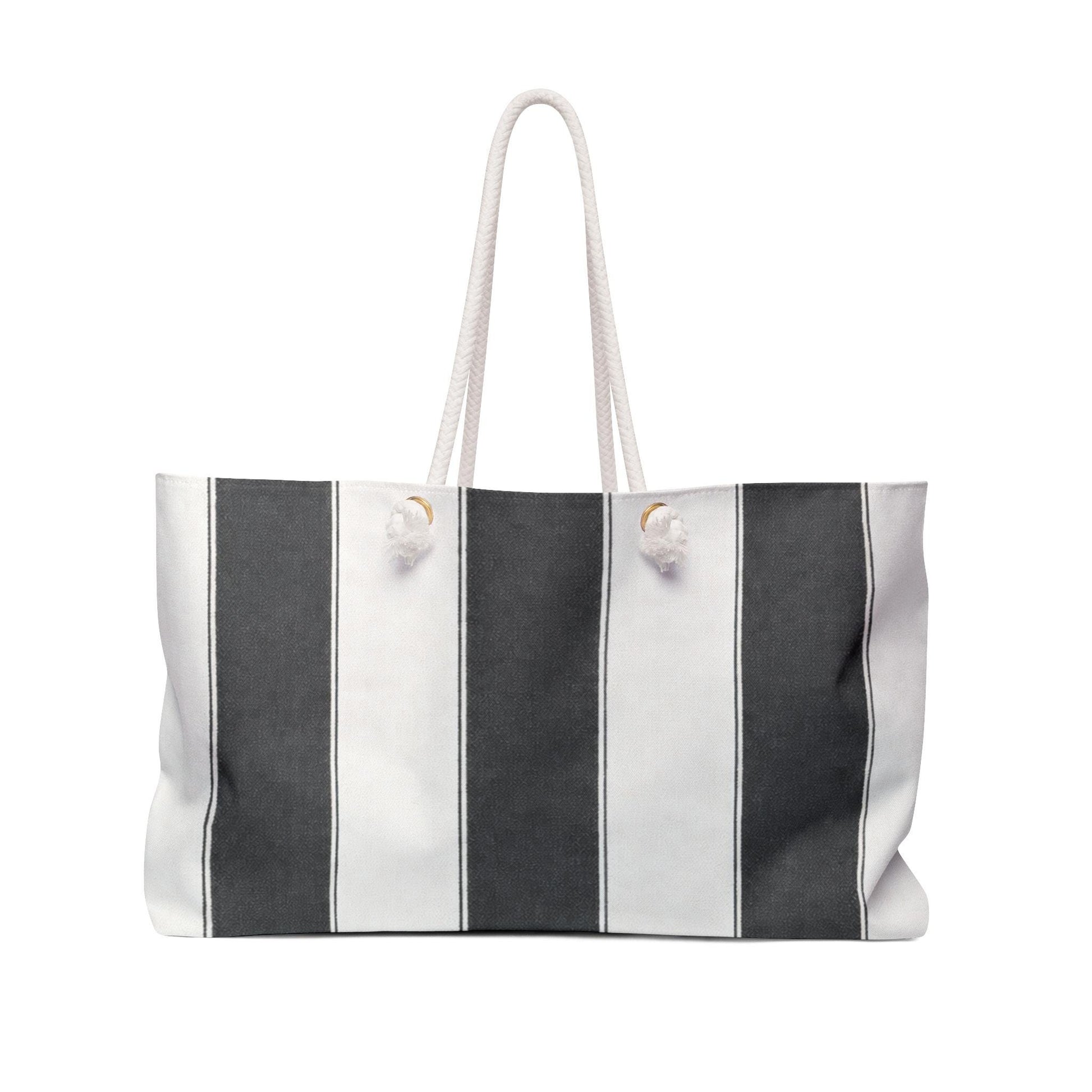 Cabana Poolside Black Stripe Resort Weekender Bag | Beach Tote for Towels, Makeup, Phone & Magazines