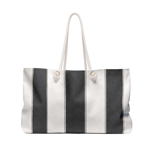 Cabana Poolside Black Stripe Resort Weekender Bag | Beach Tote for Towels, Makeup, Phone & Magazines