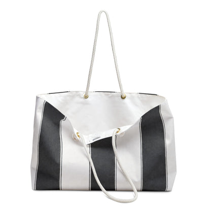 Cabana Poolside Black Stripe Resort Weekender Bag | Beach Tote for Towels, Makeup, Phone & Magazines