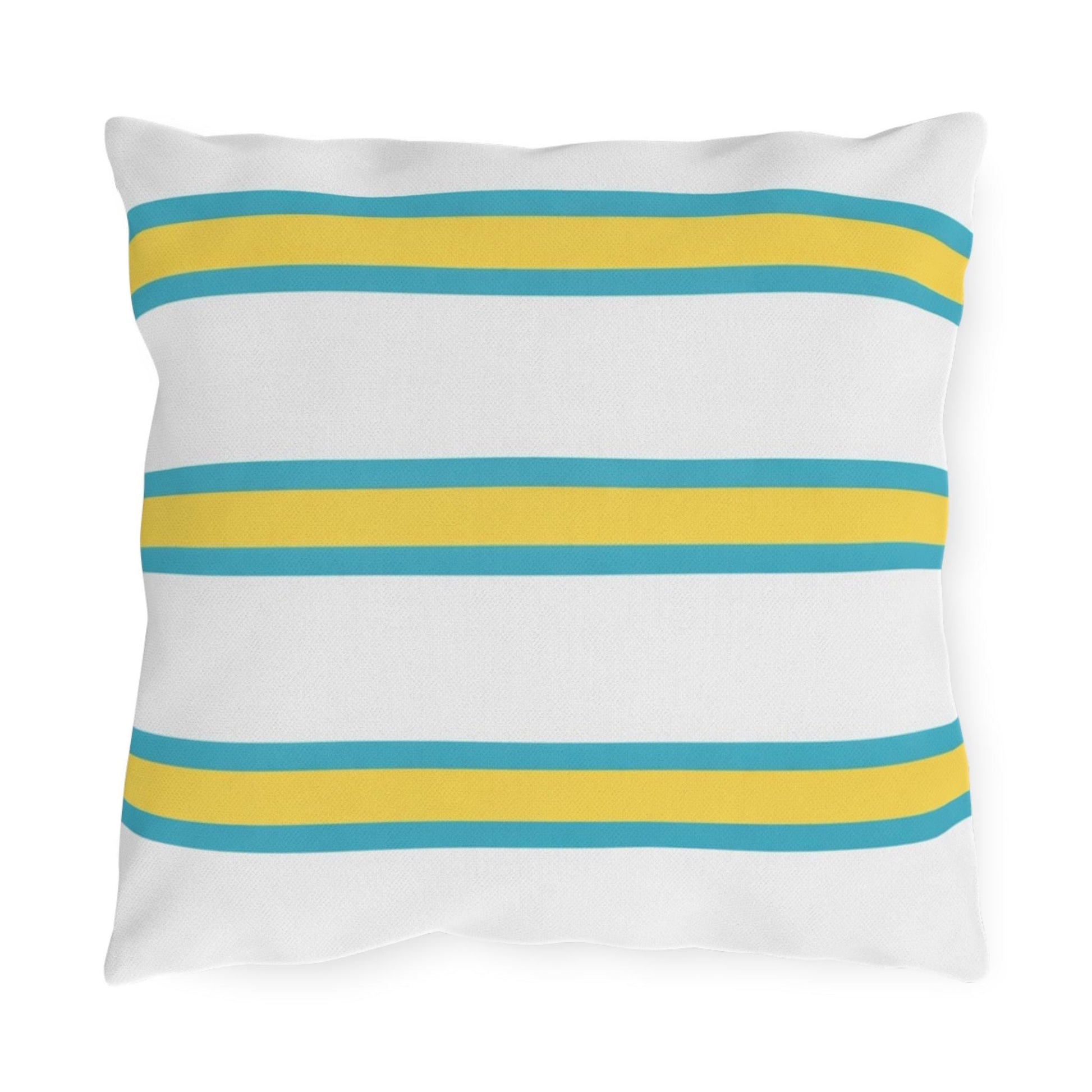Spring Summer Stripe Outdoor Pillow | Square Patio Cushion, Coastal Cabana