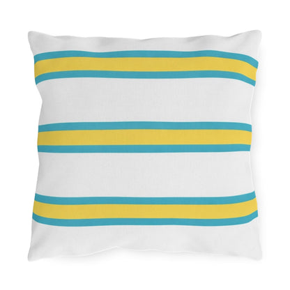 Spring Summer Stripe Outdoor Pillow | Square Patio Cushion, Coastal Cabana