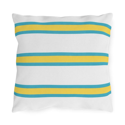 Spring Summer Stripe Outdoor Pillow | Square Patio Cushion, Coastal Cabana