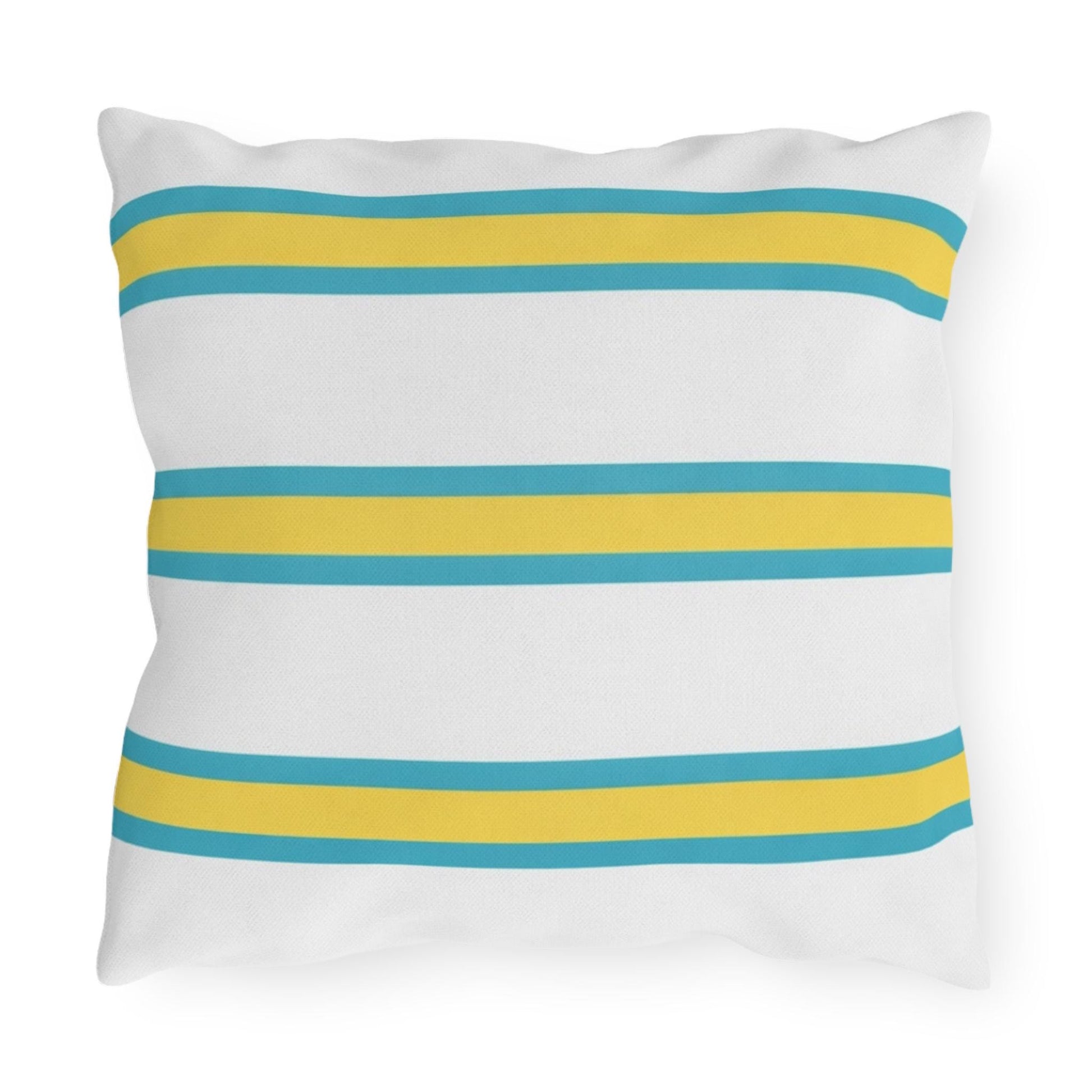 Spring Summer Stripe Outdoor Pillow | Square Patio Cushion, Coastal Cabana