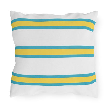 Spring Summer Stripe Outdoor Pillow | Square Patio Cushion, Coastal Cabana