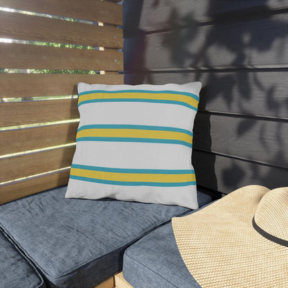 Spring Summer Stripe Outdoor Pillow | Square Patio Cushion, Coastal Cabana