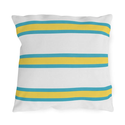 Spring Summer Stripe Outdoor Pillow | Square Patio Cushion, Coastal Cabana