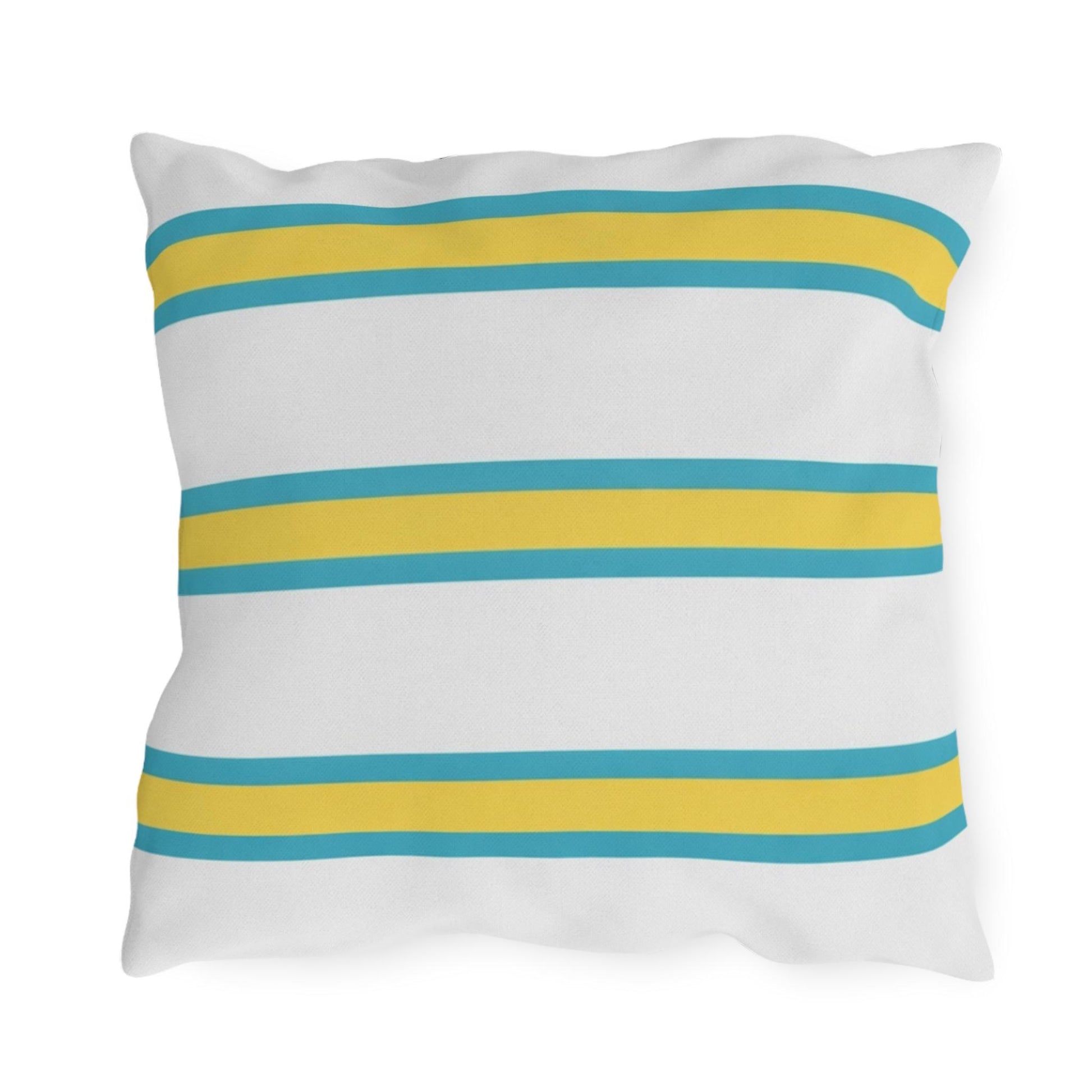 Spring Summer Stripe Outdoor Pillow | Square Patio Cushion, Coastal Cabana