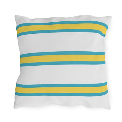 Spring Summer Stripe Outdoor Pillow | Square Patio Cushion, Coastal Cabana