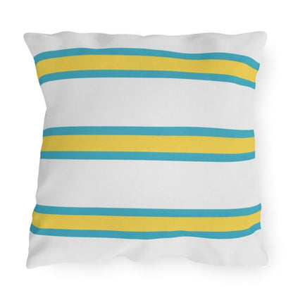Spring Summer Stripe Outdoor Pillow | Square Patio Cushion, Coastal Cabana