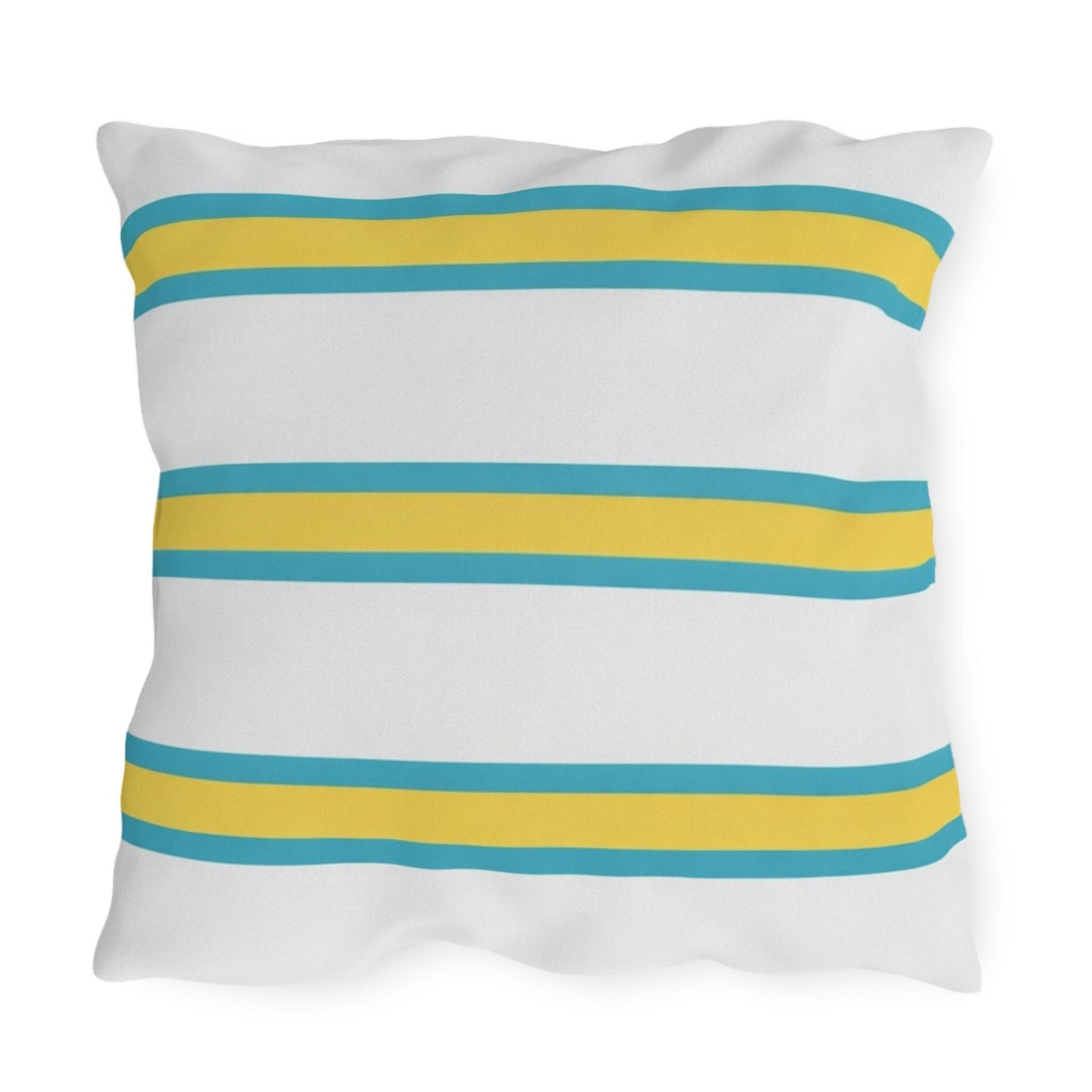 Spring Summer Stripe Outdoor Pillow | Square Patio Cushion, Coastal Cabana