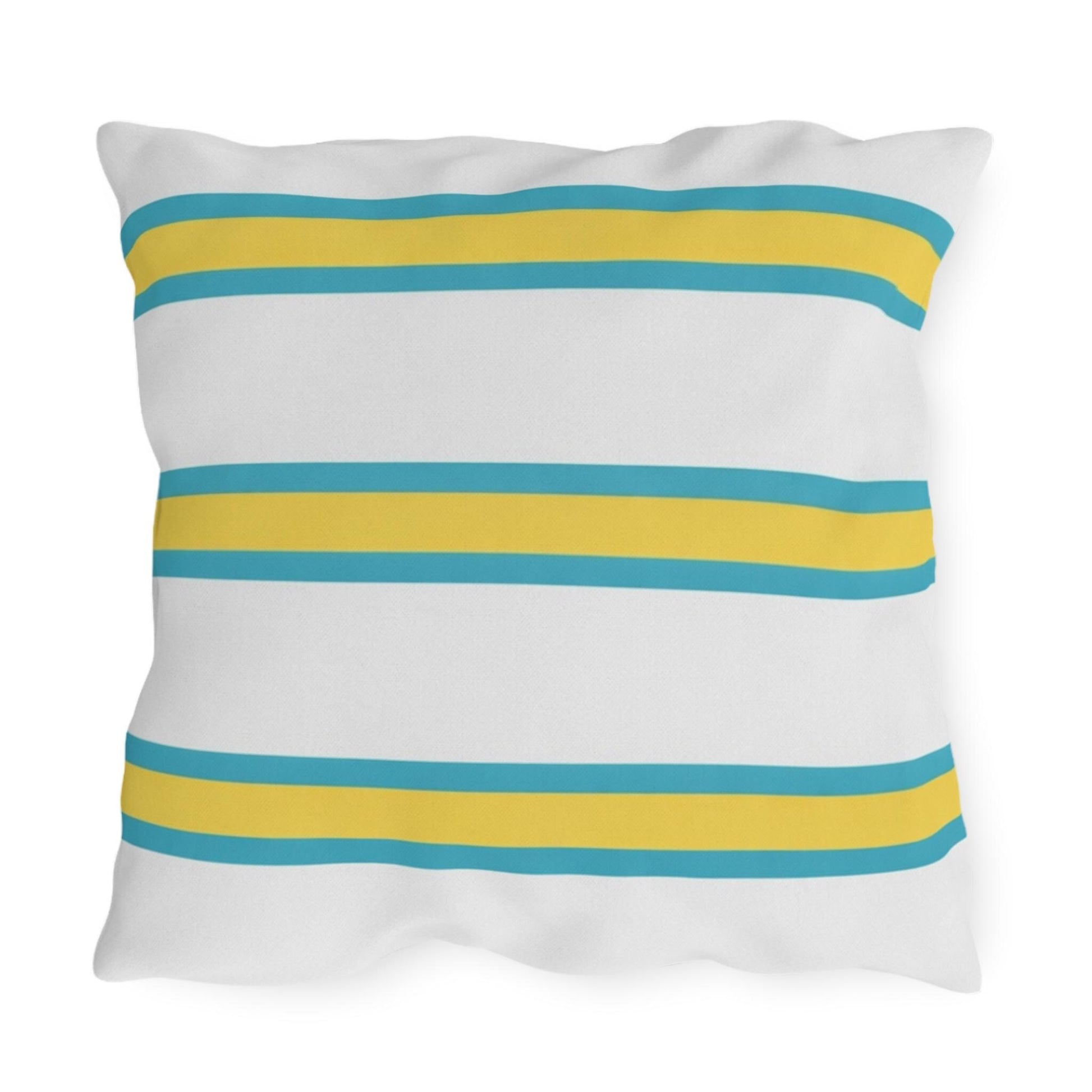 Spring Summer Stripe Outdoor Pillow | Square Patio Cushion, Coastal Cabana
