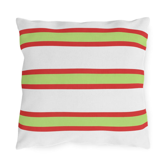 Spring Summer Stripe Outdoor Pillow | Square Patio Cushion, Coastal Cabana