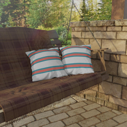 Spring Summer Stripe Outdoor Pillow | Square Patio Cushion, Coastal Cabana