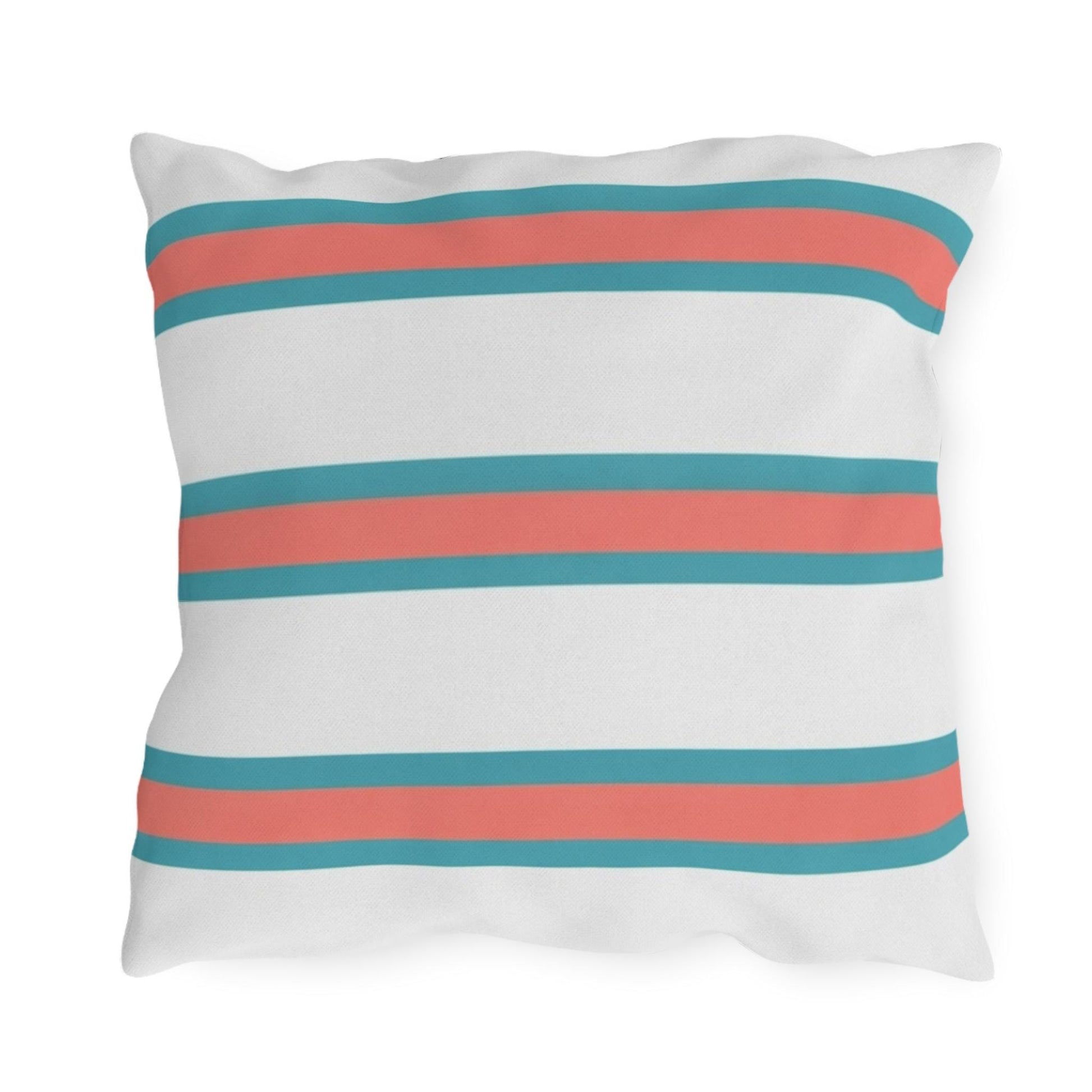 Spring Summer Stripe Outdoor Pillow | Square Patio Cushion, Coastal Cabana