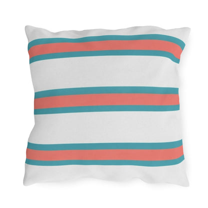 Spring Summer Stripe Outdoor Pillow | Square Patio Cushion, Coastal Cabana