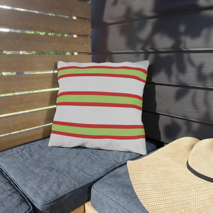 Spring Summer Stripe Outdoor Pillow | Square Patio Cushion, Coastal Cabana