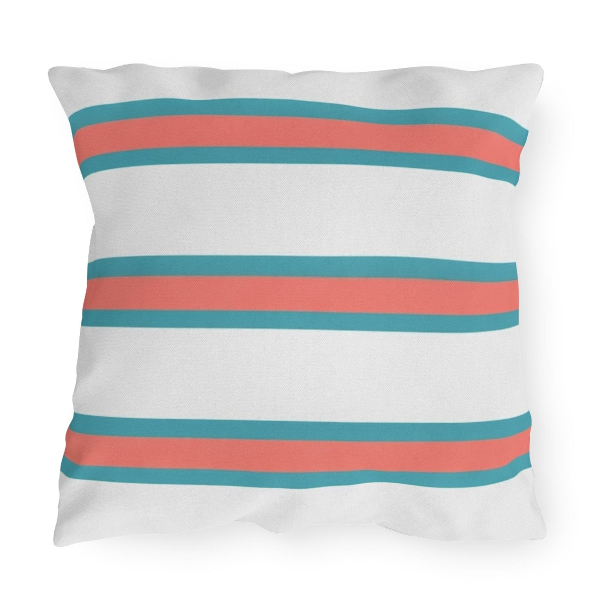 Spring Summer Stripe Outdoor Pillow | Square Patio Cushion, Coastal Cabana