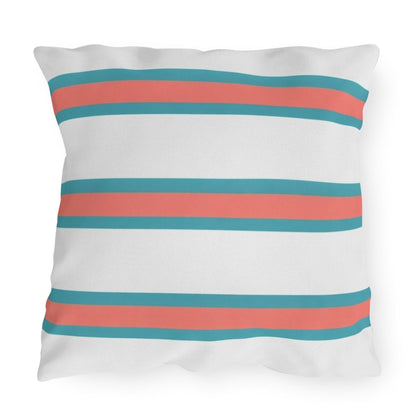 Spring Summer Stripe Outdoor Pillow | Square Patio Cushion, Coastal Cabana