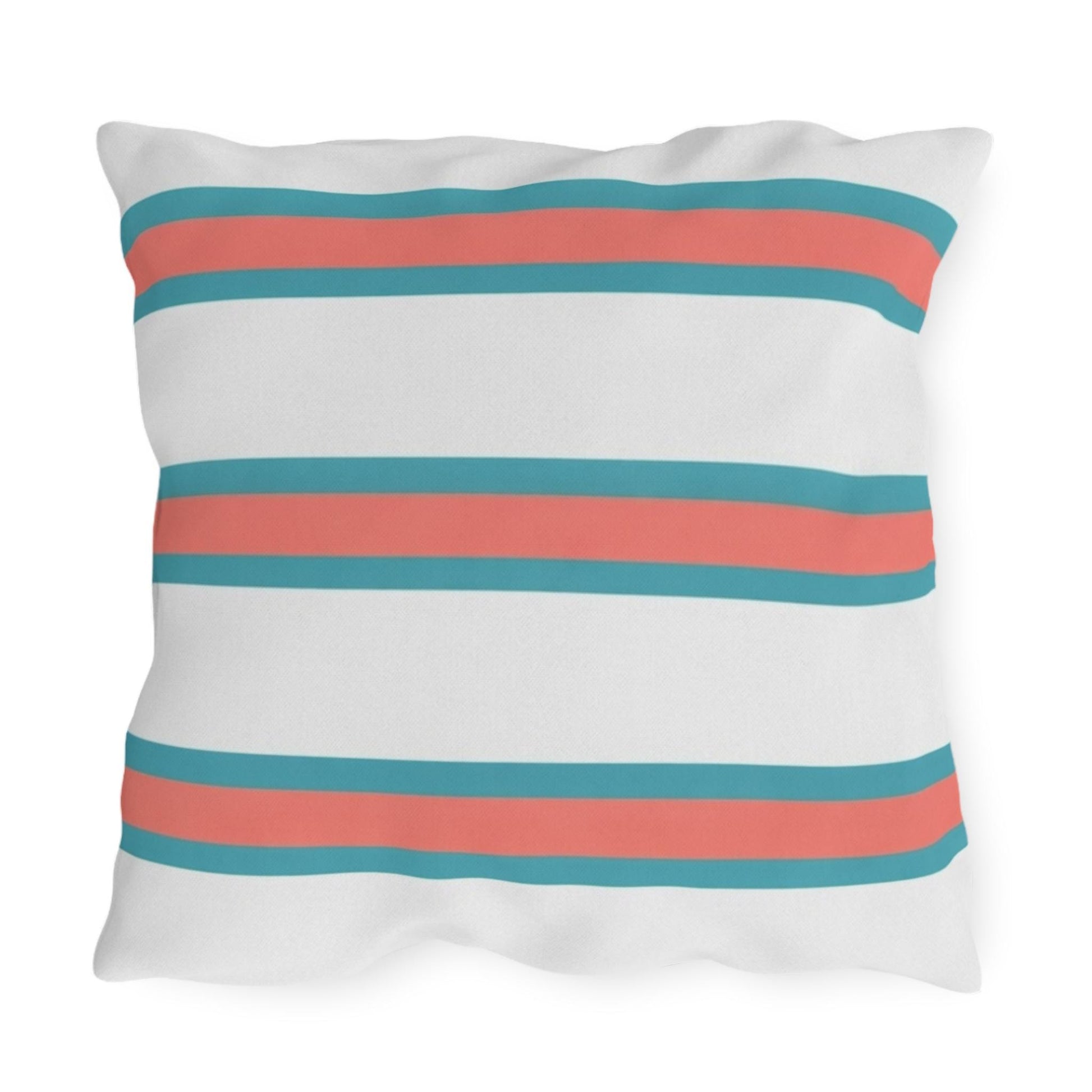 Spring Summer Stripe Outdoor Pillow | Square Patio Cushion, Coastal Cabana