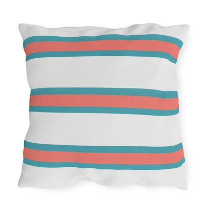 Spring Summer Stripe Outdoor Pillow | Square Patio Cushion, Coastal Cabana