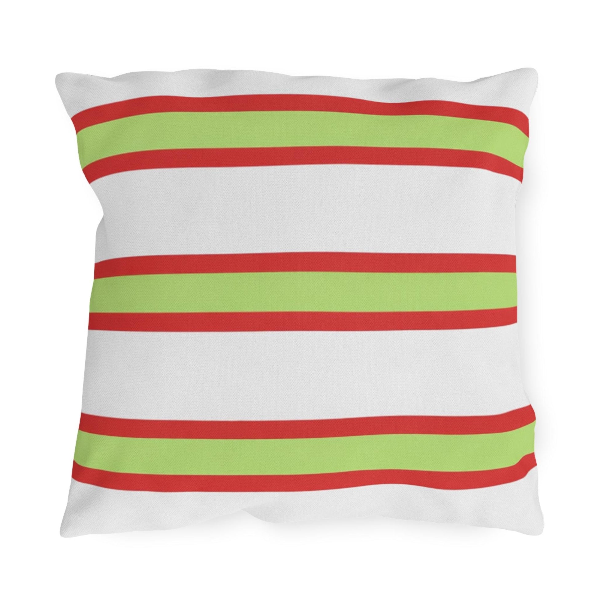 Spring Summer Stripe Outdoor Pillow | Square Patio Cushion, Coastal Cabana