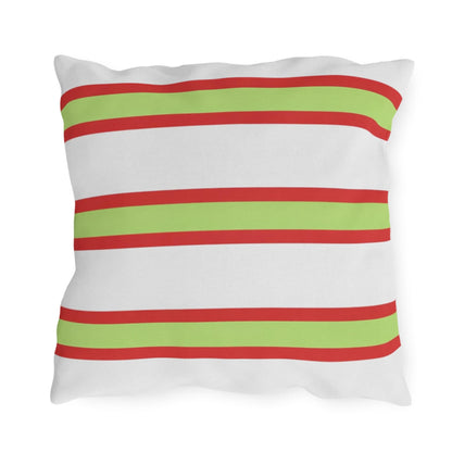 Spring Summer Stripe Outdoor Pillow | Square Patio Cushion, Coastal Cabana