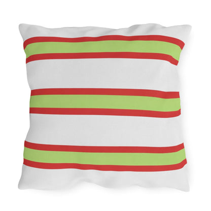 Spring Summer Stripe Outdoor Pillow | Square Patio Cushion, Coastal Cabana