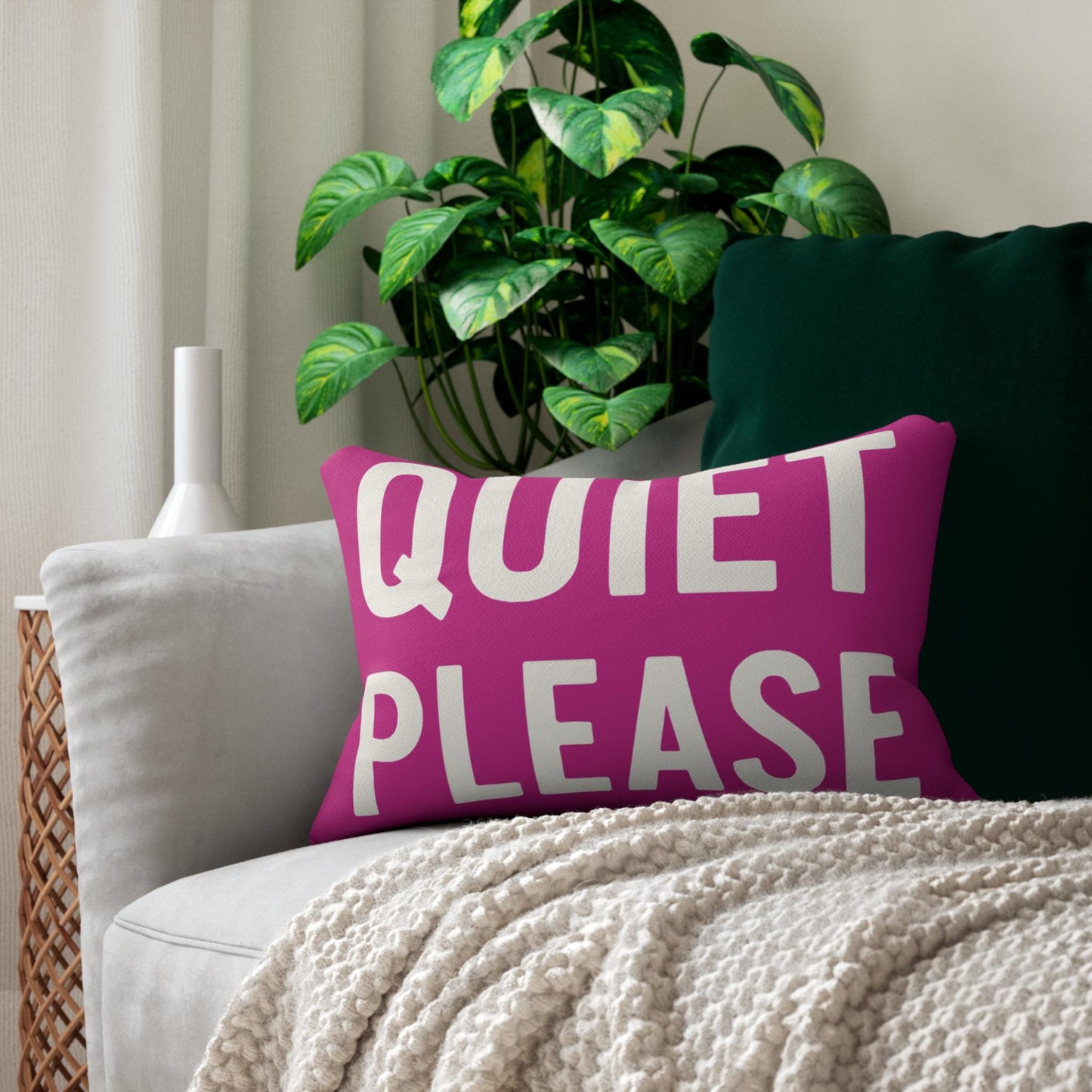 Girl Golf Decor Lumbar Pink Pillow, Quiet Please on front Golf Sign pillow and Quiet Please on back of pillow, Man Cave Decor, Funny Pillow
