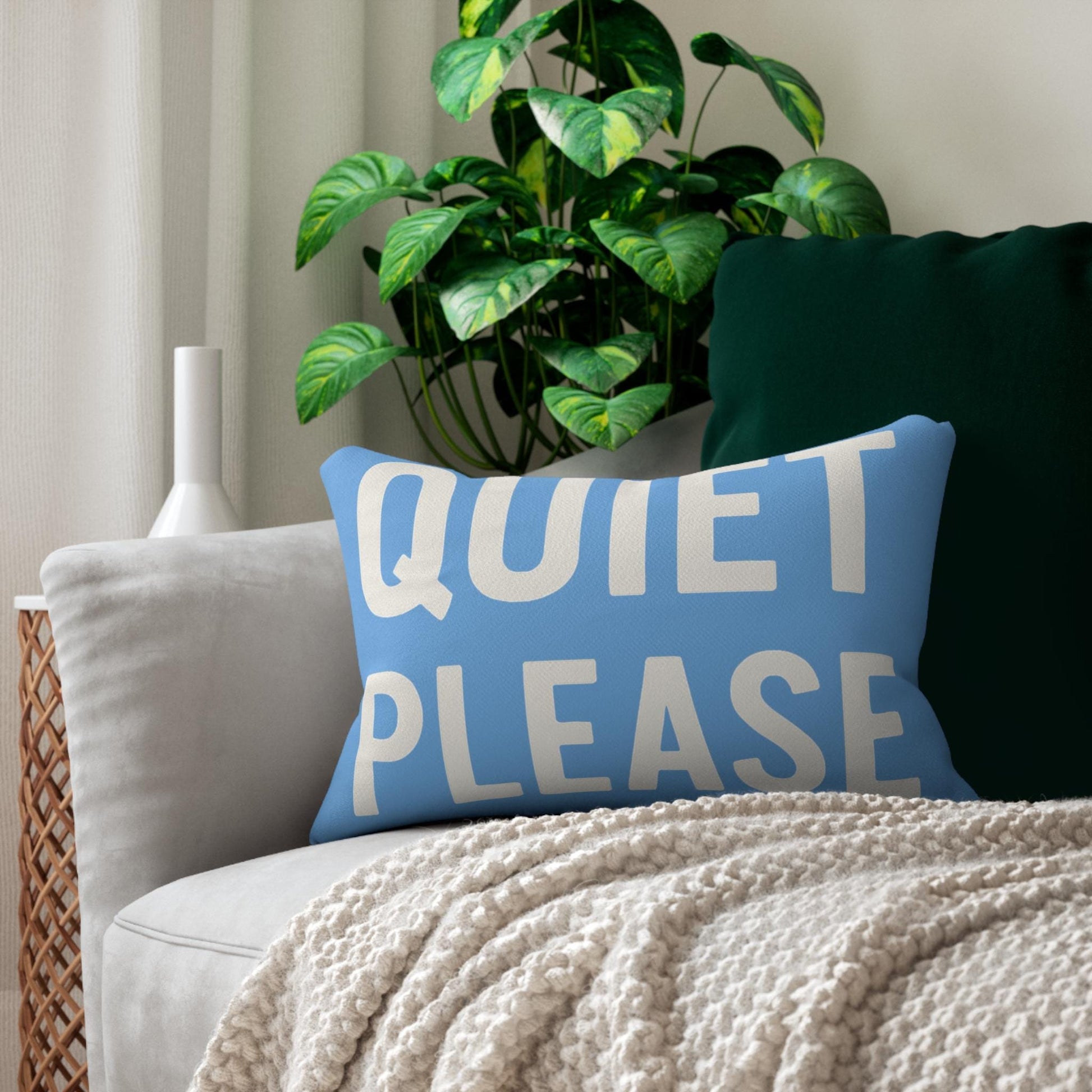 Boy Golf Decor Lumbar Blue Pillow, Quiet Please on front Golf Sign pillow and Quiet Please on back of pillow, Man Cave Decor, Funny Pillow