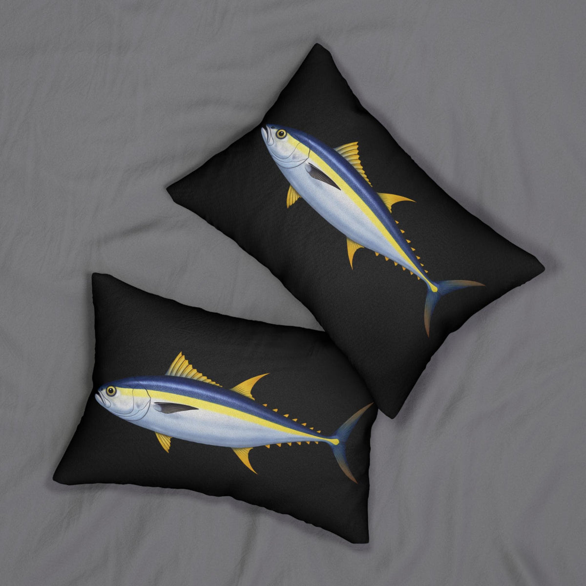 Black Yellowtuna Lumbar Pillow | Nautical Fish Decor