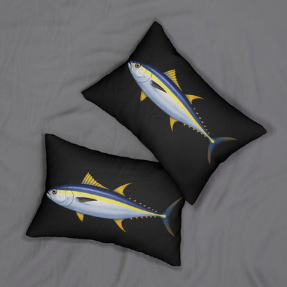 Black Yellowtuna Lumbar Pillow | Nautical Fish Decor