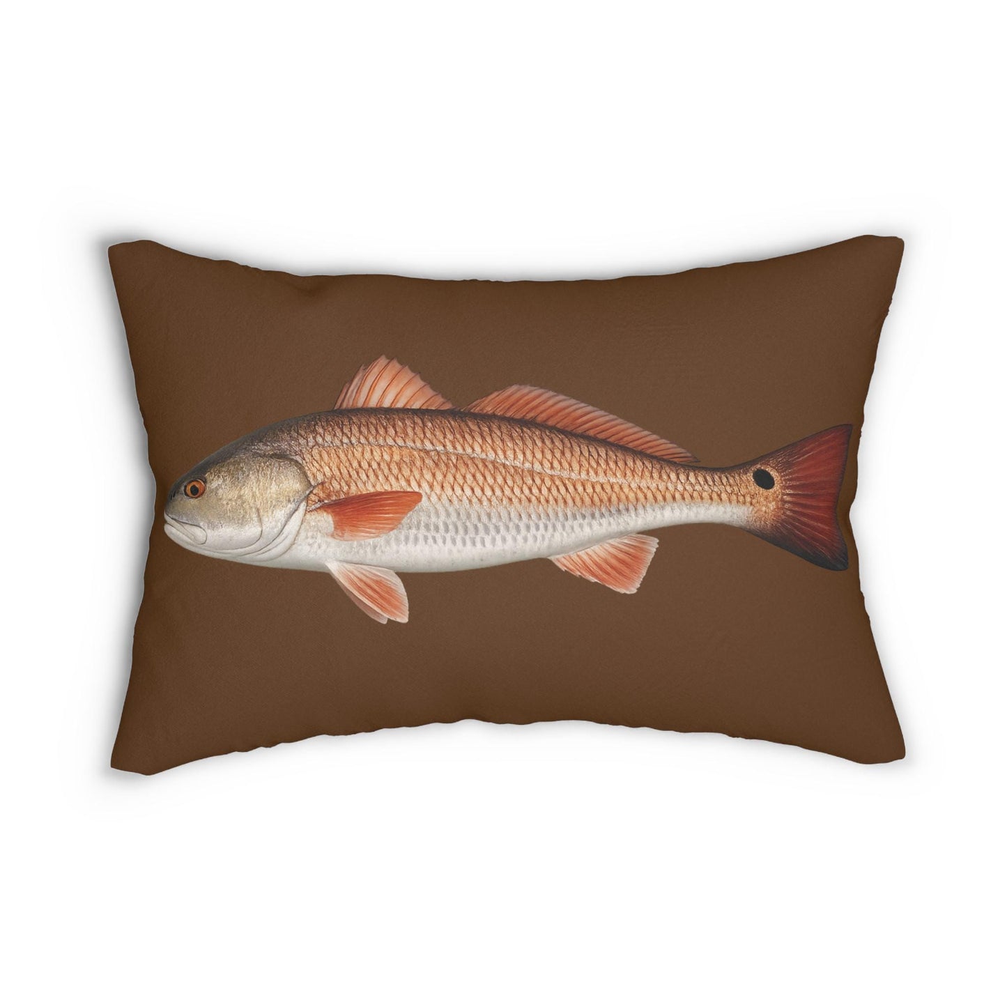 Redfish Red Drum Saltwater Fish Lumbar Pillow | Coastal Nautical Decor