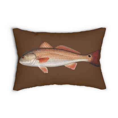 Redfish Red Drum Saltwater Fish Lumbar Pillow | Coastal Nautical Decor