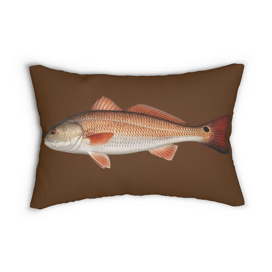 Redfish Red Drum Saltwater Fish Lumbar Pillow | Coastal Nautical Decor