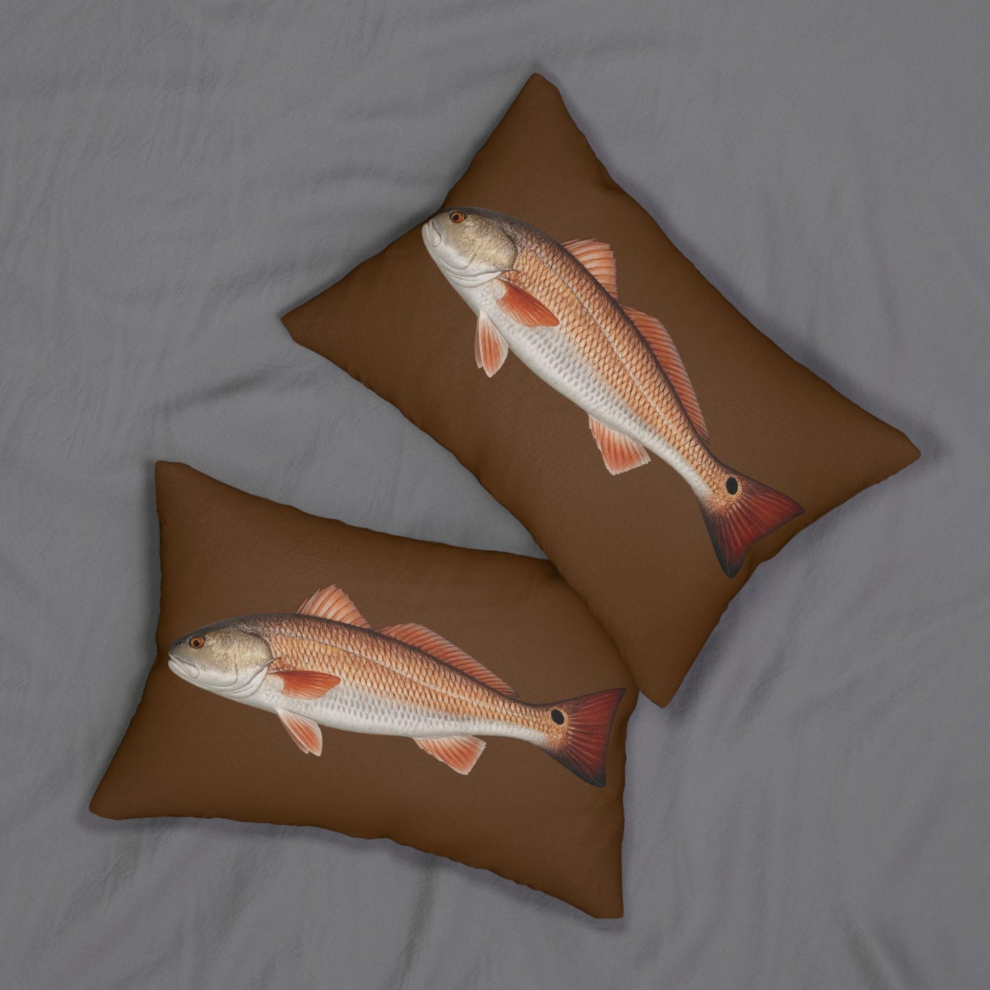 Redfish Red Drum Saltwater Fish Lumbar Pillow | Coastal Nautical Decor