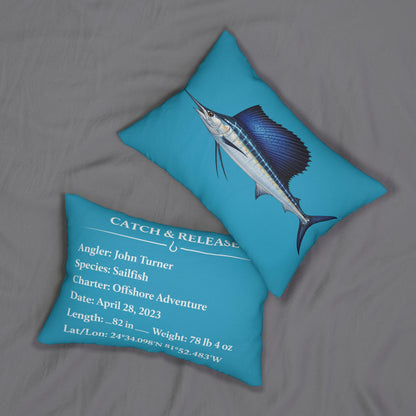 Custom Catch & Release Fishing Pillow personalized angler keepsake | custom name, species, date