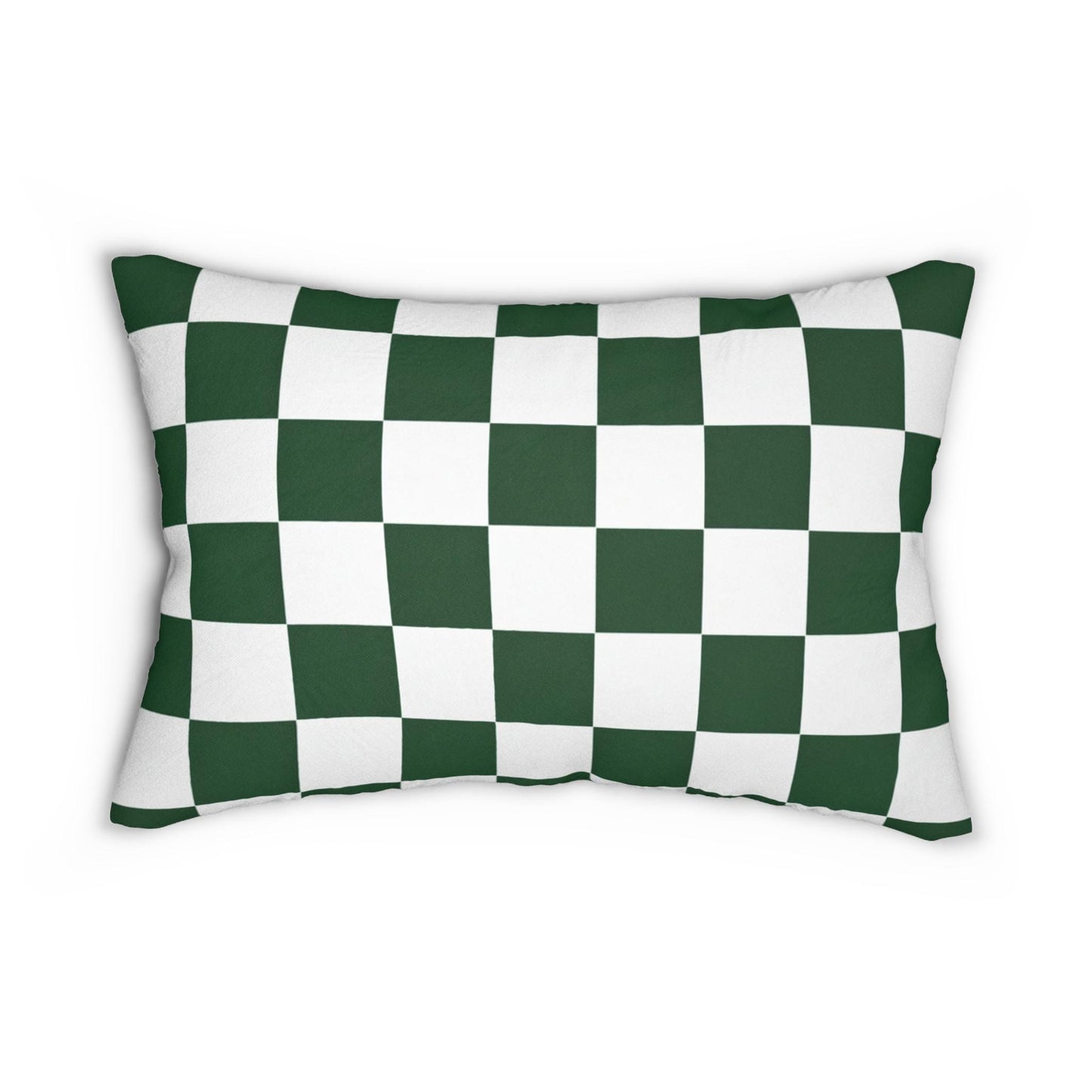 Green Checkered Golf Pin Flag Lumbar Pillow | Golf Decor Throw Pillow