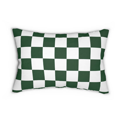 Green Checkered Golf Pin Flag Lumbar Pillow | Golf Decor Throw Pillow
