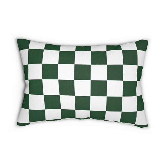 Green Checkered Golf Pin Flag Lumbar Pillow | Golf Decor Throw Pillow