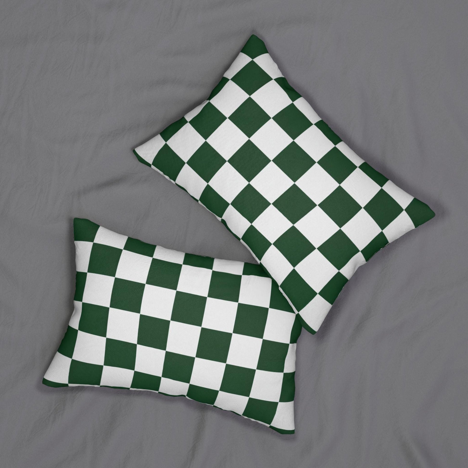 Green Checkered Golf Pin Flag Lumbar Pillow | Golf Decor Throw Pillow