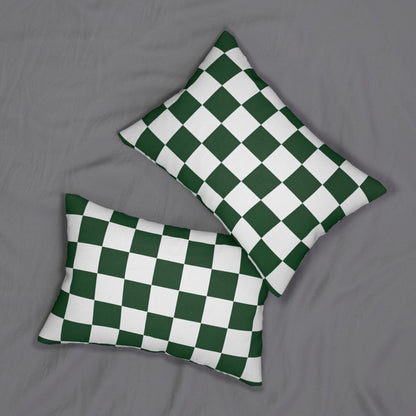 Green Checkered Golf Pin Flag Lumbar Pillow | Golf Decor Throw Pillow