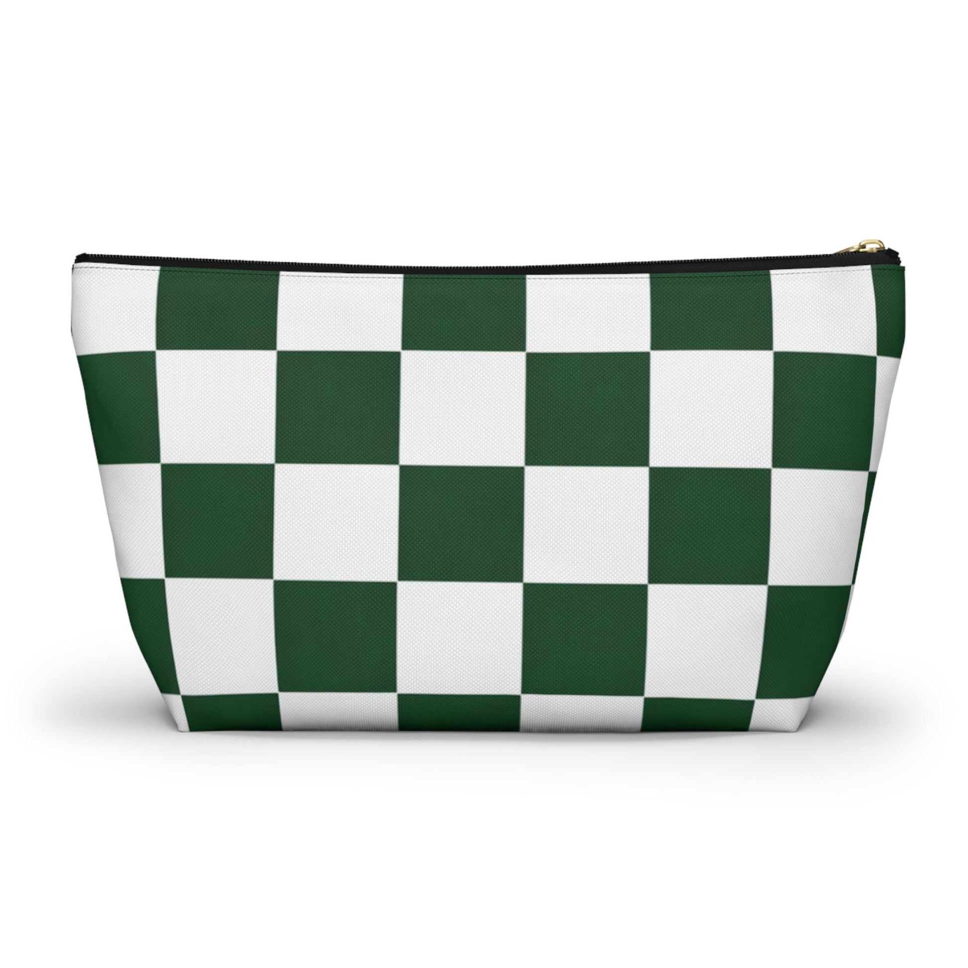 Green White Checkerboard Accessory Pouch