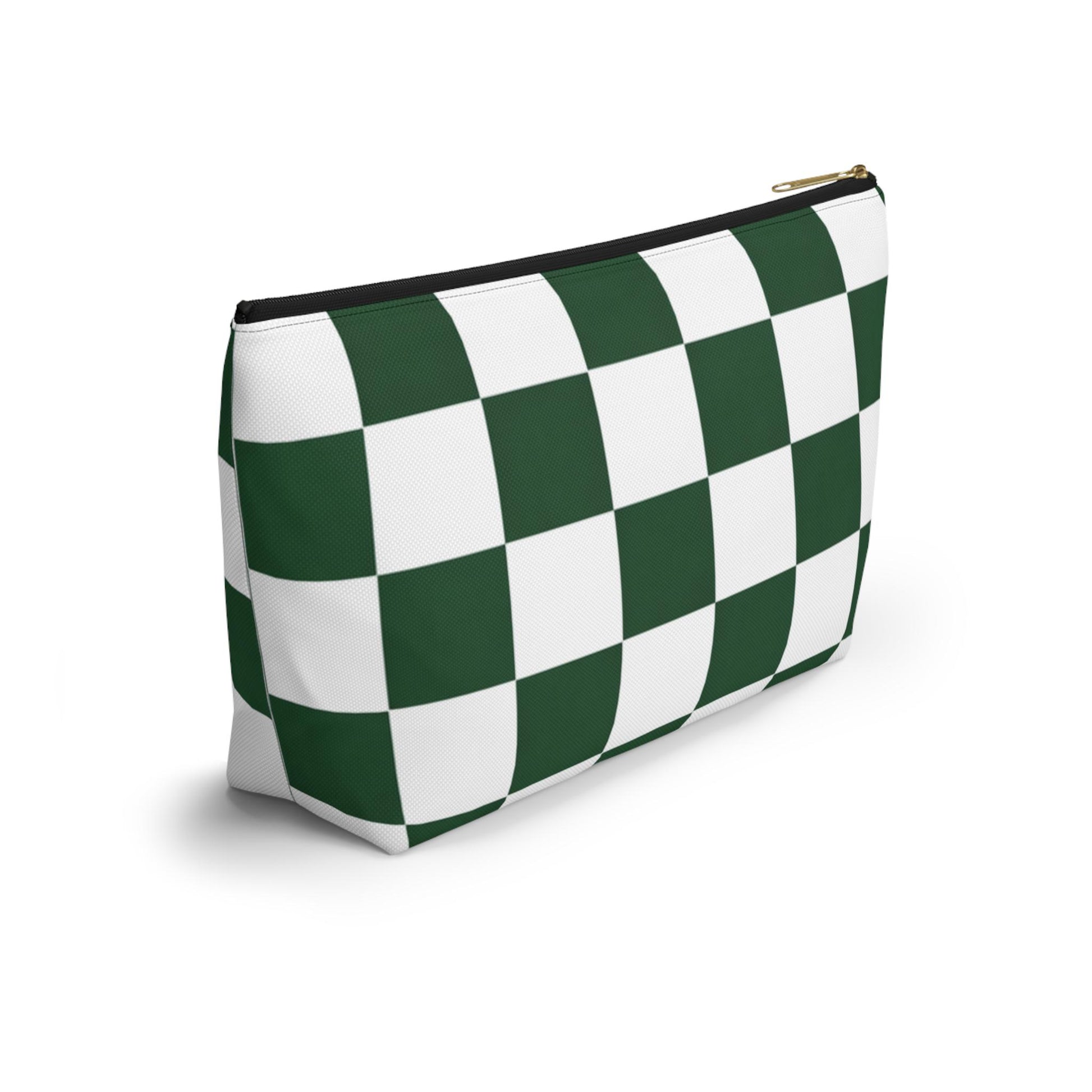 Green White Checkerboard Accessory Pouch