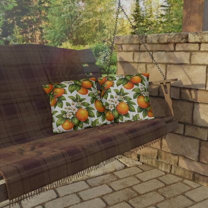 Orange Tree Outdoor Throw Pillow | Citrus Patio Cushion | Botanical Poolside Accent