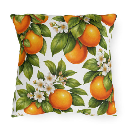 Orange Tree Outdoor Throw Pillow | Citrus Patio Cushion | Botanical Poolside Accent