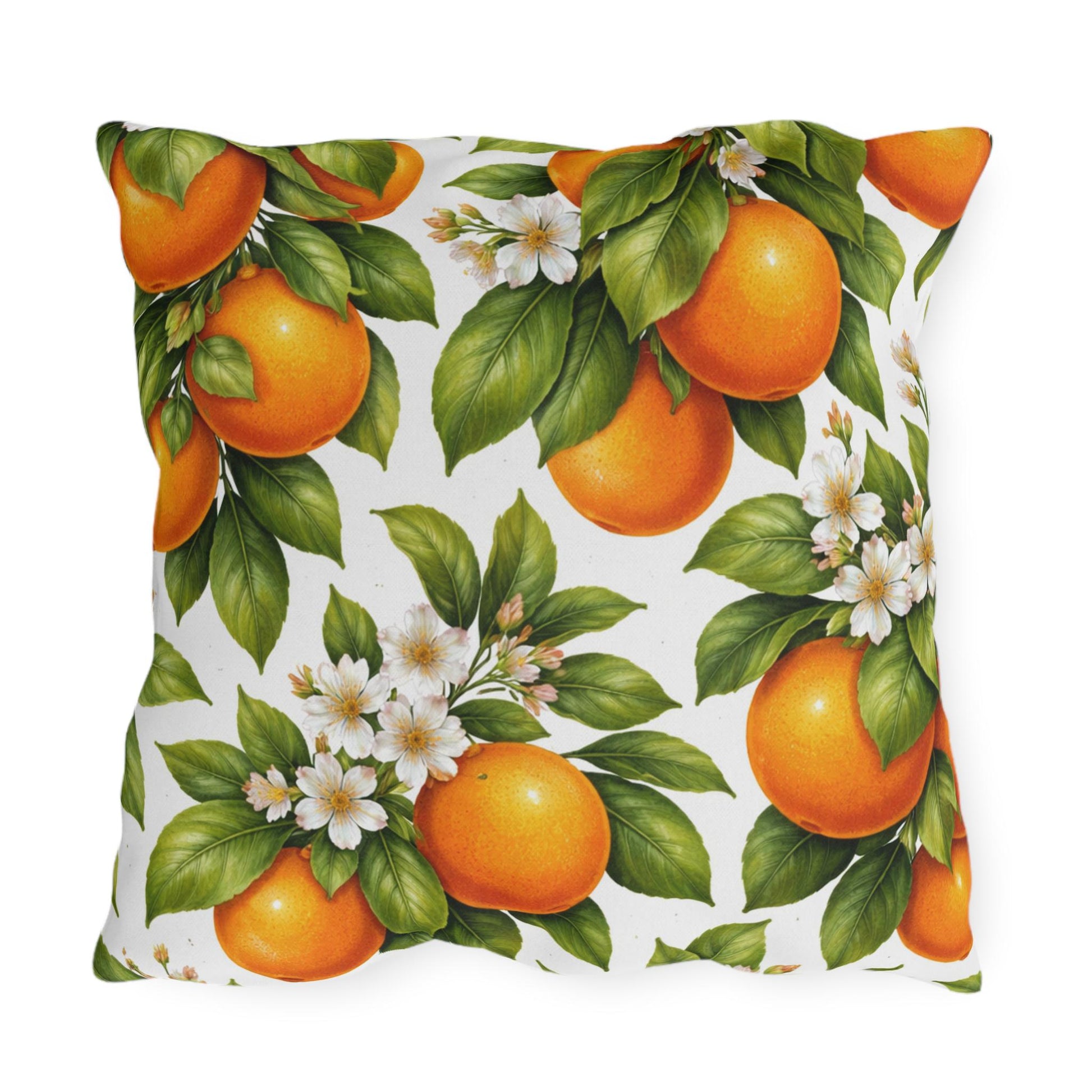 Orange Tree Outdoor Throw Pillow | Citrus Patio Cushion | Botanical Poolside Accent