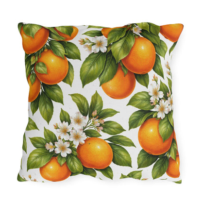 Orange Tree Outdoor Throw Pillow | Citrus Patio Cushion | Botanical Poolside Accent