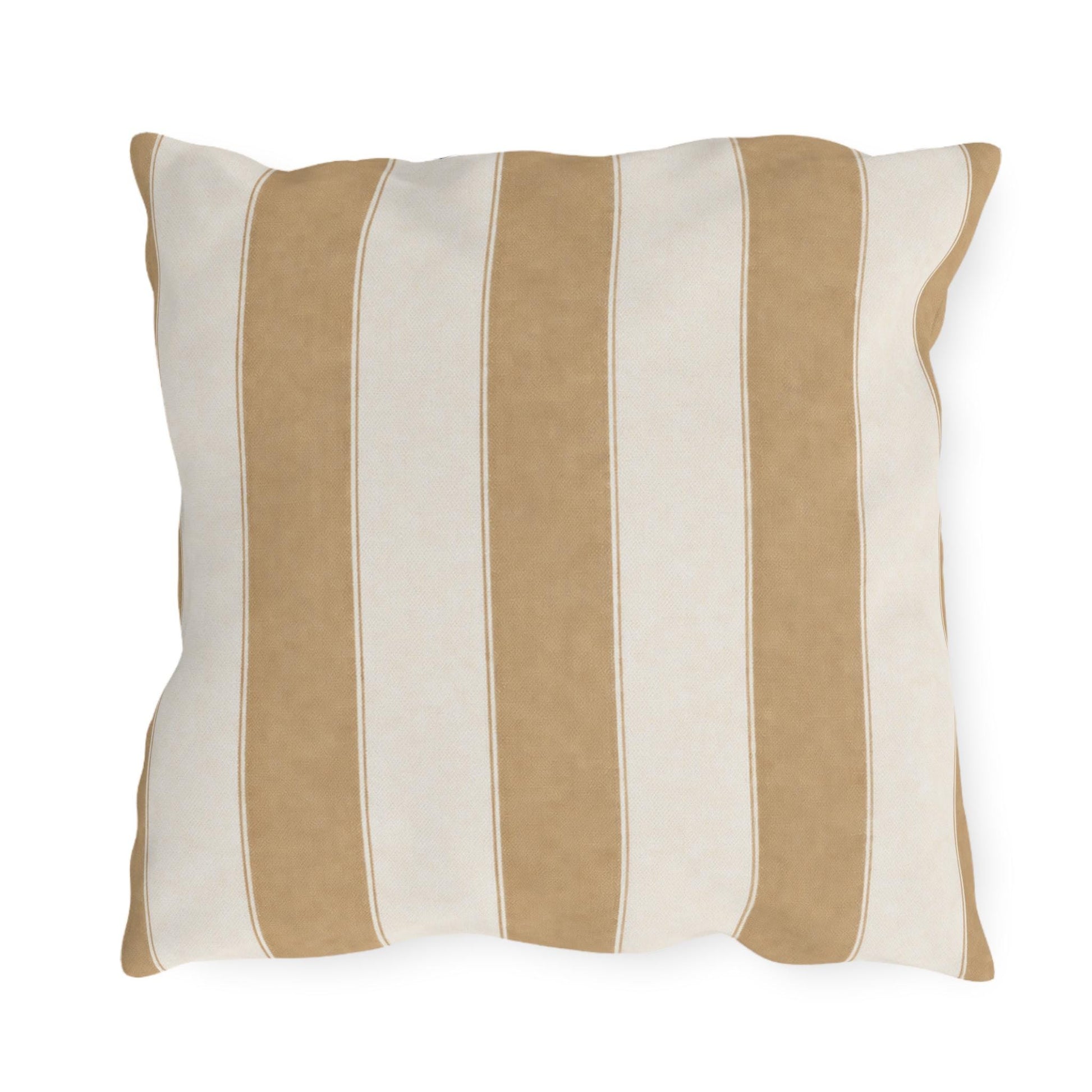 Cabana Tan Stripe Poolside Resort Pillow | Outdoor Pillows | Coastal Patio Cushion