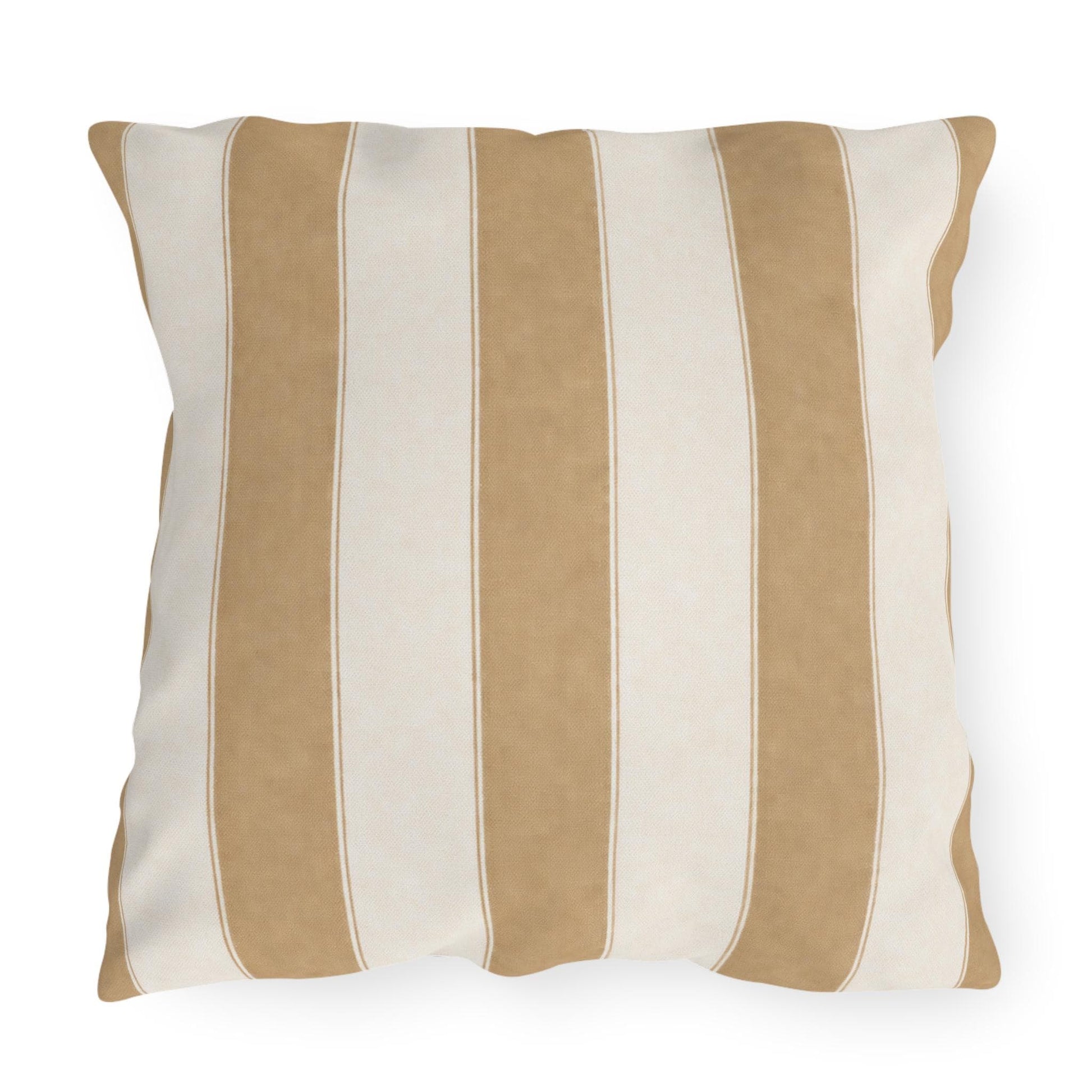 Cabana Tan Stripe Poolside Resort Pillow | Outdoor Pillows | Coastal Patio Cushion